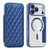 iPhone 17 Pro Max Shield Magsafe RFID Anti-theft Rhombus Leather Phone Case - Dark Blue