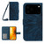 iPhone 17 Pro Max Skin Feel Sun Flower Embossed Flip Leather Phone Case with Lanyard - Inky Blue