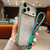 iPhone 17 Pro Max Solid Color Edge Transparency Acrylic TPU Phone Case with Wrist Strap - Army Green