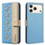 iPhone 17 Pro Max Splicing Color Hollow Flower Pattern RFID Leather Phone Case - Baby Blue iPhone 17 Pro Max Splicing Color Hollow Flower Pattern RFID Leather Phone Case - Baby Blue