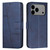 iPhone 17 Pro Max Stitching Calf Texture Buckle Leather Phone Case - Blue