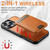 iPhone 17 Pro Max Suteni H15 MagSafe Oil Eax Leather Detachable Wallet Back Phone Case - Khaki
