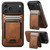 iPhone 17 Pro Max Suteni H17 Oil Eax Leather MagSafe Detachable Wallet Phone Case - Brown