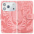 iPhone 17 Pro Max Tiger Embossing Pattern Leather Phone Case - Pink