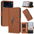 iPhone 17 Pro Max Triangle Pattern Buckle Clasp Leather Phone Case - Brown