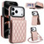iPhone 17 Pro Max YM015 Crossbody Rhombic Card Bag RFID Phone Case - Rose Gold