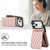 iPhone 17 Pro Max YM015 Crossbody Rhombic Card Bag RFID Phone Case - Rose Gold