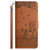 iPhone Air Cat Embossing Pattern Leather Phone Case with Lanyard - Brown