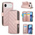 iPhone Air Crossbody Rhombic Zipper Tower Buckle Leather Phone Case with Lanyard - Rose Gold