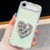iPhone Air Diamond Glitter Gemstone Heart Holder Phone Case - Light Green