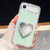 iPhone Air Diamond Glitter Mirror Heart Holder Phone Case - Light Green