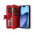 iPhone Air Dual-color 9 Card Slots Zipper Wallet Leather Phone Case - Red