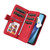 iPhone Air Dual-color 9 Card Slots Zipper Wallet Leather Phone Case - Red