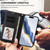 iPhone Air Embossed Heart Cat Leather Phone Case with Hand Strap - Black