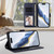 iPhone Air Embossed Heart Cat Leather Phone Case with Hand Strap - Blue