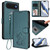 iPhone Air Embossed Heart Cat Leather Phone Case with Hand Strap - Dark Green