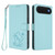 iPhone Air Embossed Heart Cat Leather Phone Case with Hand Strap - Mint Green