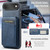 iPhone Air Fierre Shann Cowhide Vertical Flip Magnetic Card Holder Phone Case - Blue