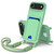 iPhone Air Integrated Card Bag Solid Color Liquid Silicone Phone Case Gen2 with Short Lanyard - Green