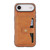 iPhone Air Kalebol Magnetic Button Card Bag MagSafe Ring Leather Phone Case - Brown