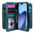 iPhone Air Multi-Function Wallet 10 Card Slots Leather Phone Case - Dark Green