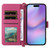 iPhone Air Multifunctional 6-Card Slots Leather Phone Case with Wrist Strap - Rose Red
