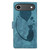 iPhone Air Pen Heart Cat Embossed Leather Phone Case - Blue