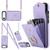 iPhone Air Rhombic Texture Card Bag Phone Case with Long Lanyard - Light Purple