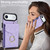 iPhone Air Rhombic Texture Card Bag Phone Case with Long Lanyard - Light Purple