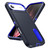 iPhone Air Rugged PC + Silicone Phone Case with Holder - Dark Blue+Royal Blue