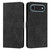 iPhone Air Skin Feel Heart Embossed Leather Phone Case with Long Lanyard - Black