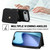iPhone Air Splicing Rhombic Texture Card Bag Phone Case with Long Lanyard - Black