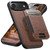 iPhone Air Suteni H17 Cross Grain Leather MagSafe Detachable Wallet Phone Case - Brown