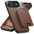 iPhone Air Suteni H18 Cross Grain MagSafe Wallet Leather Phone Case - Brown