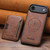 iPhone Air Suteni M3 Card Bag MagSafe Cowhide Texture Leather Phone Case - Brown