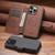 iPhone Air Suteni Q05 2-in-1 Multi-function MagSafe Wallet Litchi Leather Phone Case - Brown