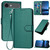 iPhone Air YX0070 Carbon Fiber Buckle Leather Phone Case with Lanyard - Dark Green