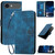 iPhone Air YX0080 Grid Butterfly Embossed Pattern Flip Leather Phone Case with Lanyard - Dark Blue