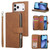 iPhone 17 Pro 9 Card Slots Zipper Wallet Bag Leather Phone Case - Brown