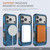 iPhone 17 Pro Armor Magsafe Holder PC Hybrid TPU Phone Case - Dark Blue iPhone 17 Pro Armor Magsafe Holder PC Hybrid TPU Phone Case - Dark Blue