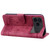 iPhone 17 Pro Cartoon Sakura Cat Embossed Leather Phone Case - Wine Red