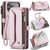 iPhone 17 Pro CaseMe C36 Card Slots Zipper Wallet RFID Anti-theft Leather Phone Case - Pink