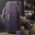 iPhone 17 Pro CaseMe C39 RFID Blocking Zipper Wallet Leather Phone Case with Crossbody Strap - Purple