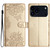 iPhone 17 Pro Cherry Blossom Butterfly Skin Feel Embossed PU Phone Case - Gold