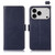 iPhone 17 Pro Crazy Horse Top Layer Cowhide Leather Phone Case - Blue