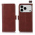 iPhone 17 Pro Crazy Horse Top Layer Cowhide Leather Phone Case - Brown