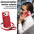 iPhone 17 Pro Crossbody Zipper RFID Card Bag Phone Case - Red