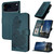 iPhone 17 Pro Datura Flower Embossed Flip Leather Phone Case - Dark Green