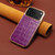 iPhone 17 Pro Denior Crocodile Texture Genuine Leather Electroplating Phone Case - Purple