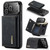 iPhone 17 Pro DG.MING M1 Series 3-Fold Multi Card Wallet Leather Phone Case - Black